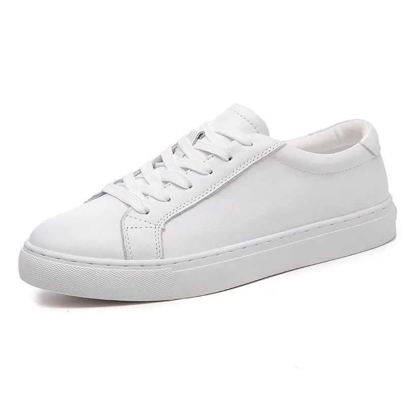 Men's summer sports leather sneakers low-top board shoes white black and white all black sizes 35-47