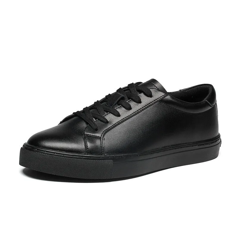 Men's summer sports leather sneakers low-top board shoes white black and white all black sizes 35-47