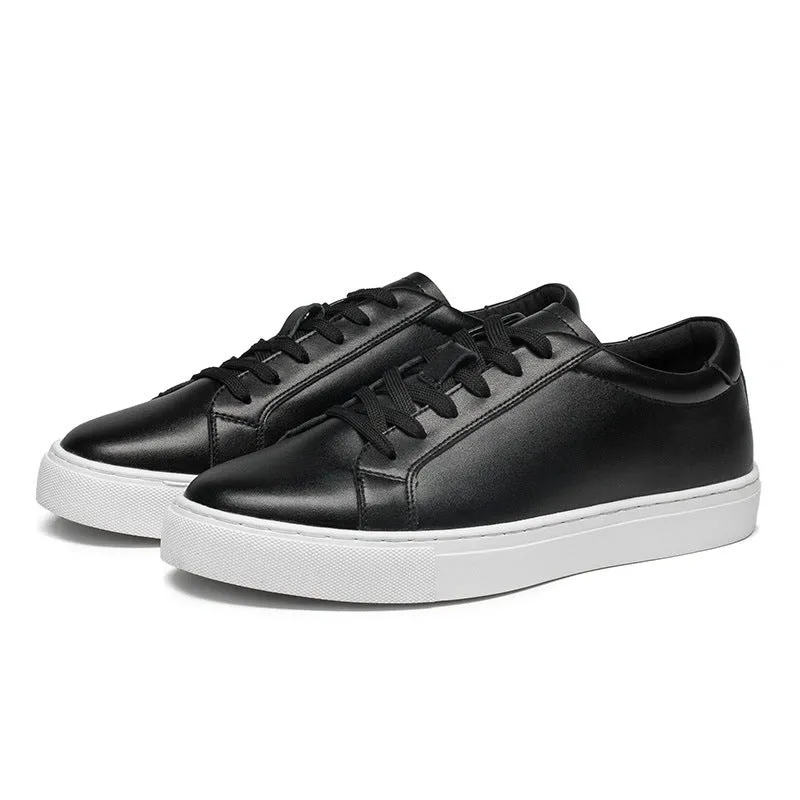 Men's summer sports leather sneakers low-top board shoes white black and white all black sizes 35-47