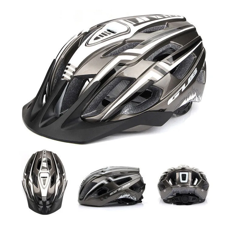 Bright titanium cycling helmet with integrated USB rechargeable taillight and 19 ventilation holes on side view