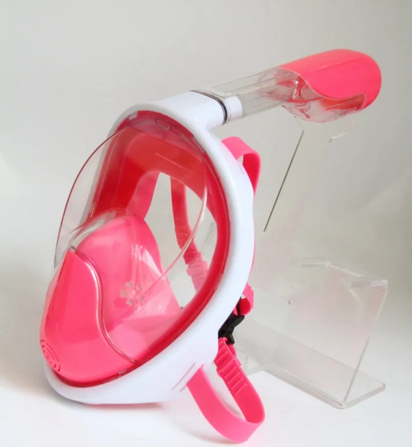 Full face silicone snorkeling mask with dry snorkel and GoPro mount in black colour on white background