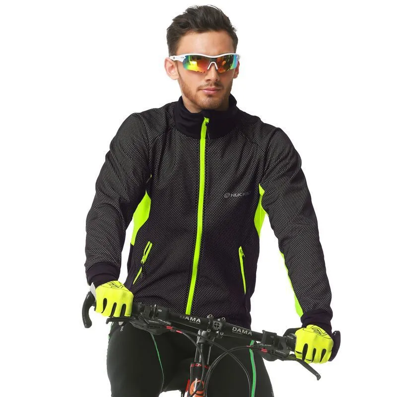 NUCKILY cycling fleece jacket in red with windproof fabric and mesh panels, size L