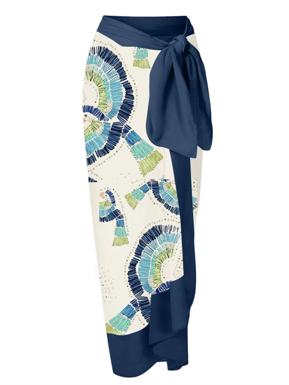 White one-shoulder women's swimsuit with a double-layer lotus leaf split skirt.