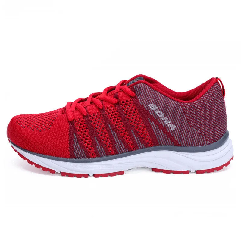 Women's hiking shoes with breathable mesh and leather upper, round toe, flat heel, available in blue and grey colourway