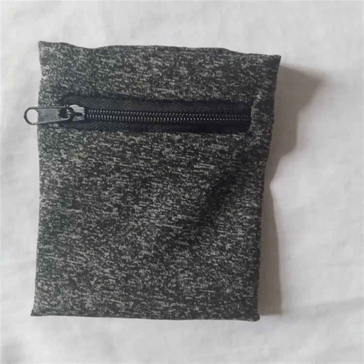 Sport phone arm bag wristband pocket in black with phone inserted, 10x12cm size
