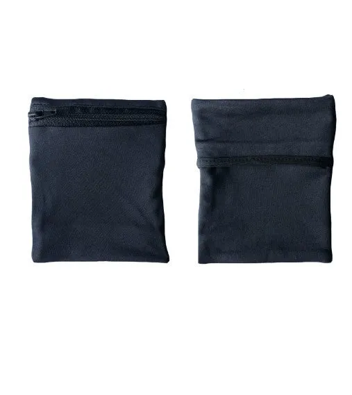 Sport phone arm bag wristband pocket in black with phone inserted, 10x12cm size
