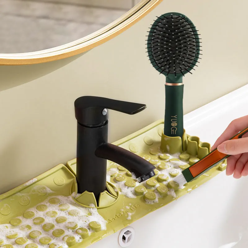 Cream colour silicone faucet water draining pad 42x14x3.5cm TPR Nordic kitchen gadget next to sink
