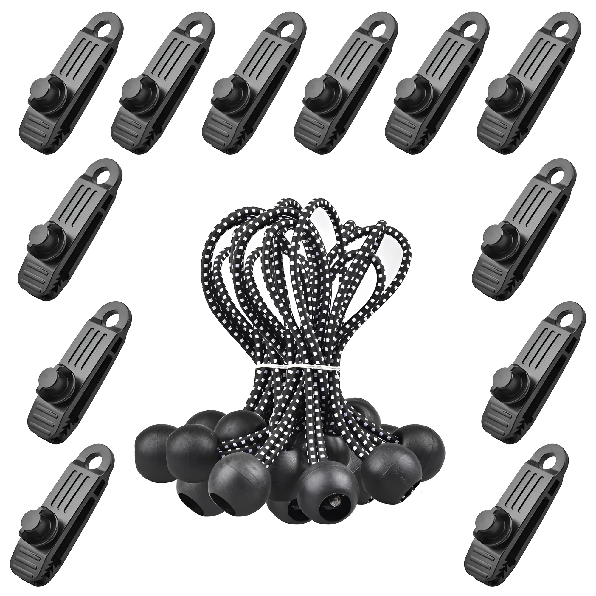 Aluminium alloy tent windproof clip 19g for double tent structure in black and white colour