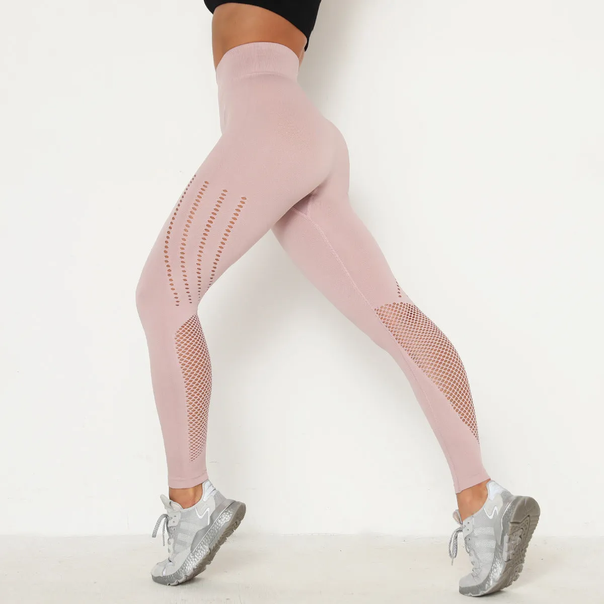 Ladies bodybuilding buttocks elastic fitness pants in pink with high stretch nylon fabric for gym yoga running