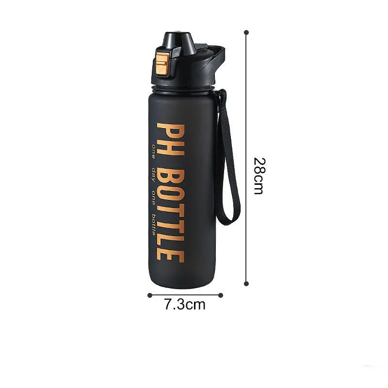 Men's 1000ml matte black plastic water bottle portable direct beverage style
