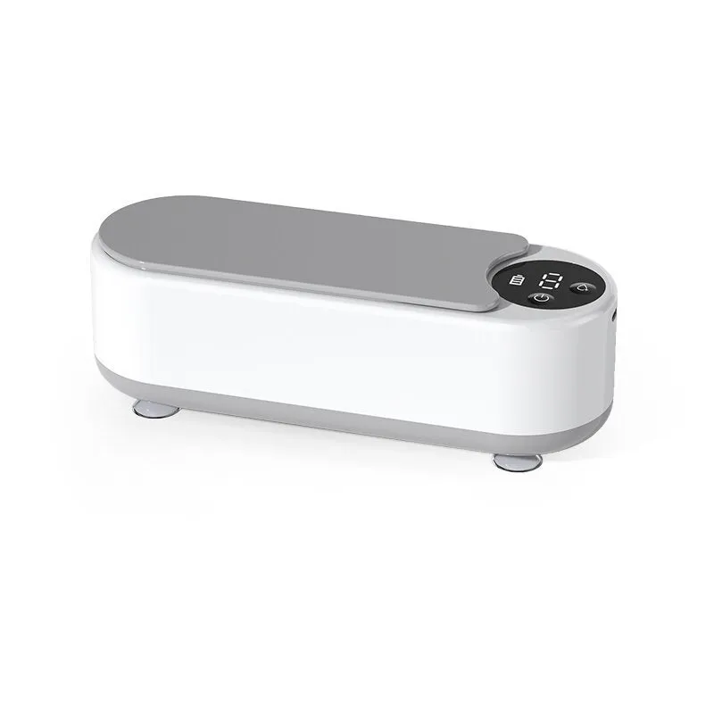 White ultrasonic glasses washing machine with compact design, USB power, and 200g weight