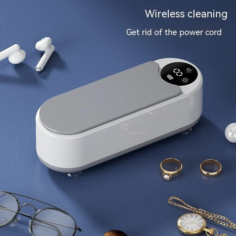 White ultrasonic glasses washing machine with compact design, USB power, and 200g weight