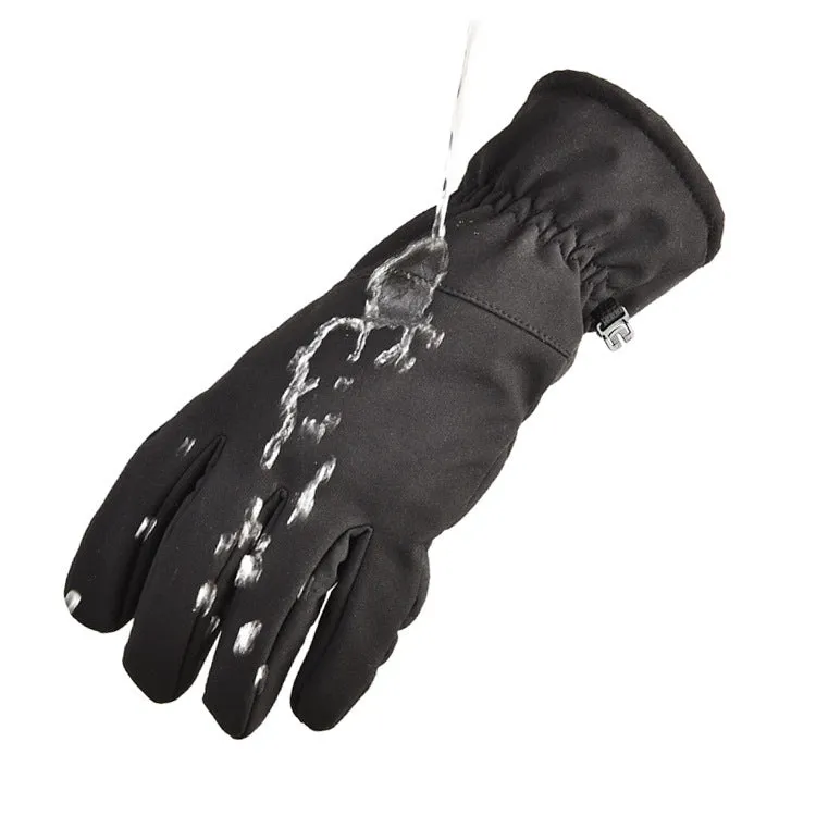 Army Green tactical ski gloves with touchscreen fingertips and anti-slip palm grip on a snowy background.