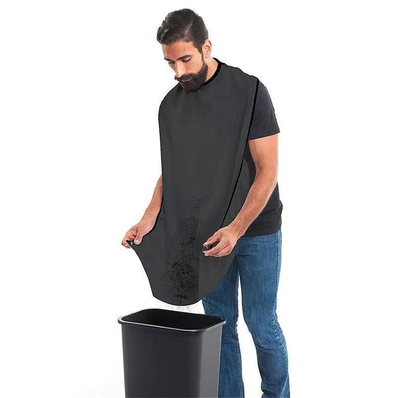 Shaving apron 110x70cm in black with transparent suction cup on bathroom mirror