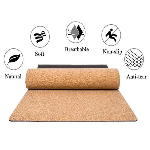 7 Chakra Cork Yoga Mat 183x68cm with natural cork top and non-slip bottom