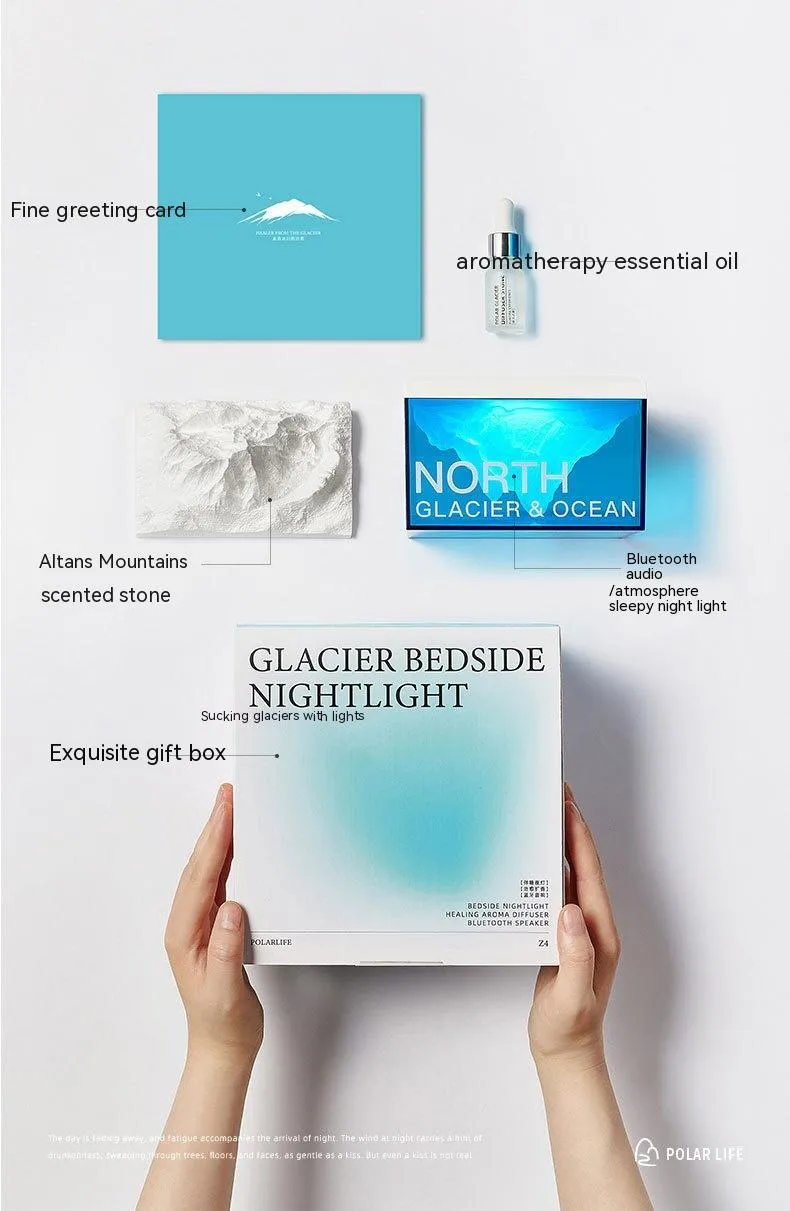 Glacier night light Bluetooth speaker acrylic compact bedside lamp 13.8 x 8.5 cm solid colour