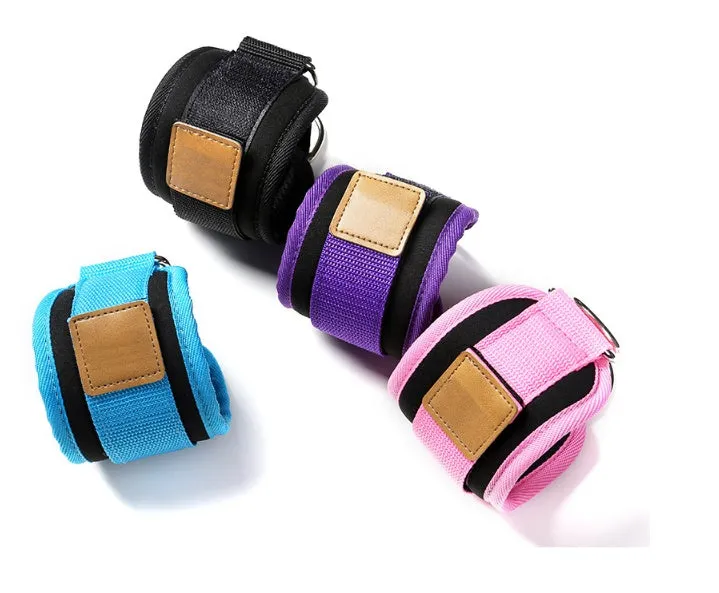 TPE yoga stretch drag strap tension band 1500mm long in blue on a workout mat
