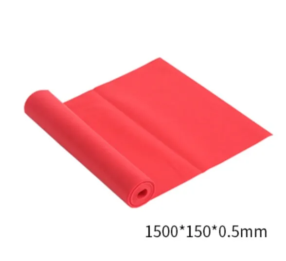 TPE yoga stretch drag strap tension band 1500mm long in blue on a workout mat