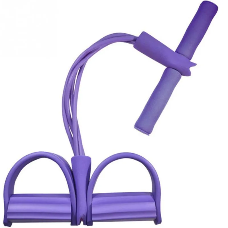 TPE yoga stretch drag strap tension band 1500mm long in blue on a workout mat
