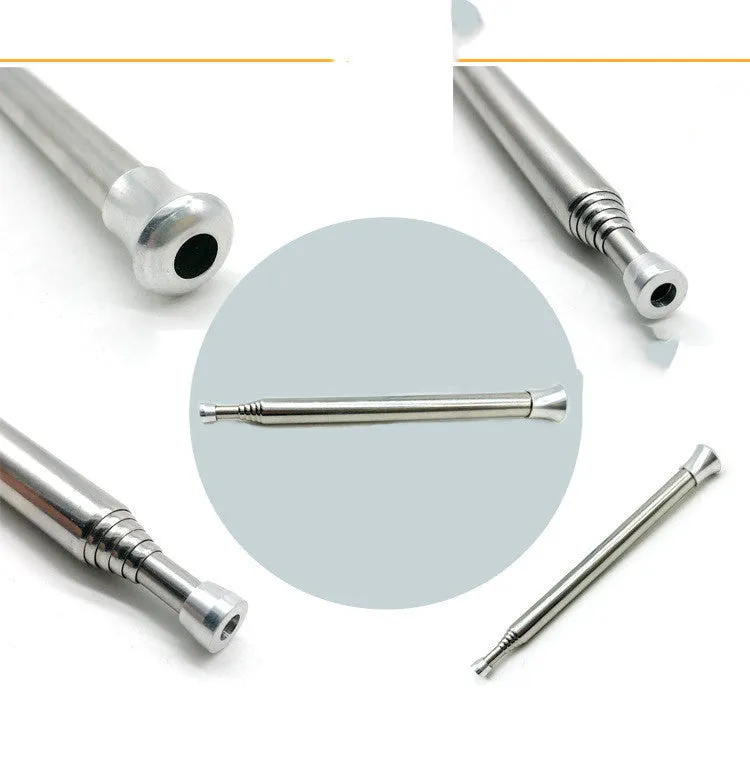 Stainless steel telescopic fire blower extended to 63.5 cm with 6 sections and 16 mm diameter on outdoor ground