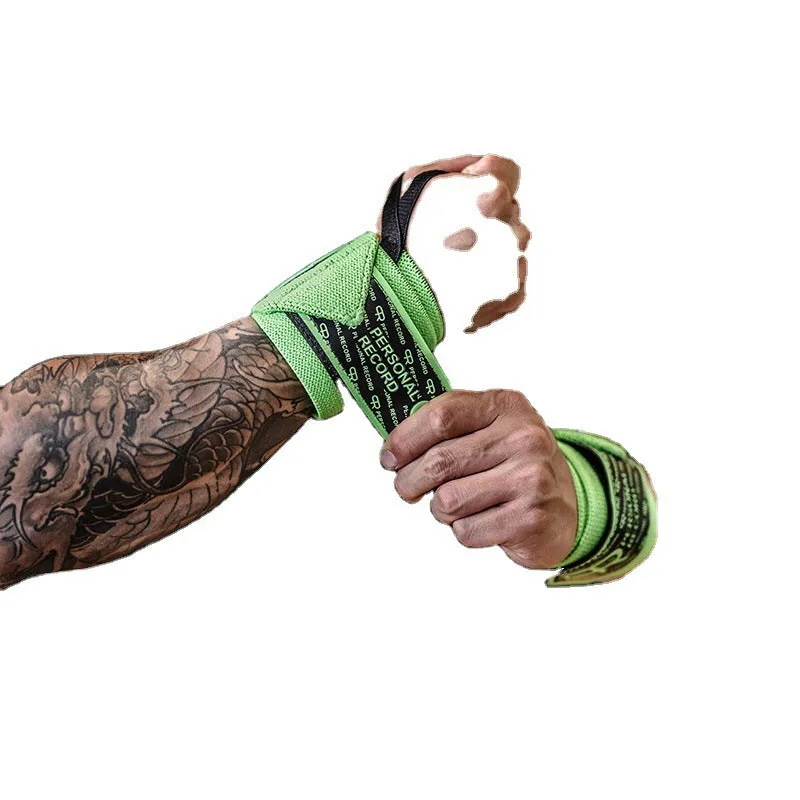 Fitness wristband pair in black non-woven fabric for bench press weightlifting wrist support 45cm length