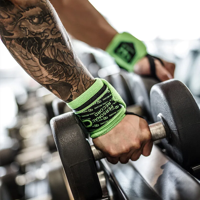 Fitness wristband pair in black non-woven fabric for bench press weightlifting wrist support 45cm length
