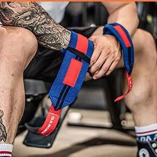Fitness wristband pair in black non-woven fabric for bench press weightlifting wrist support 45cm length