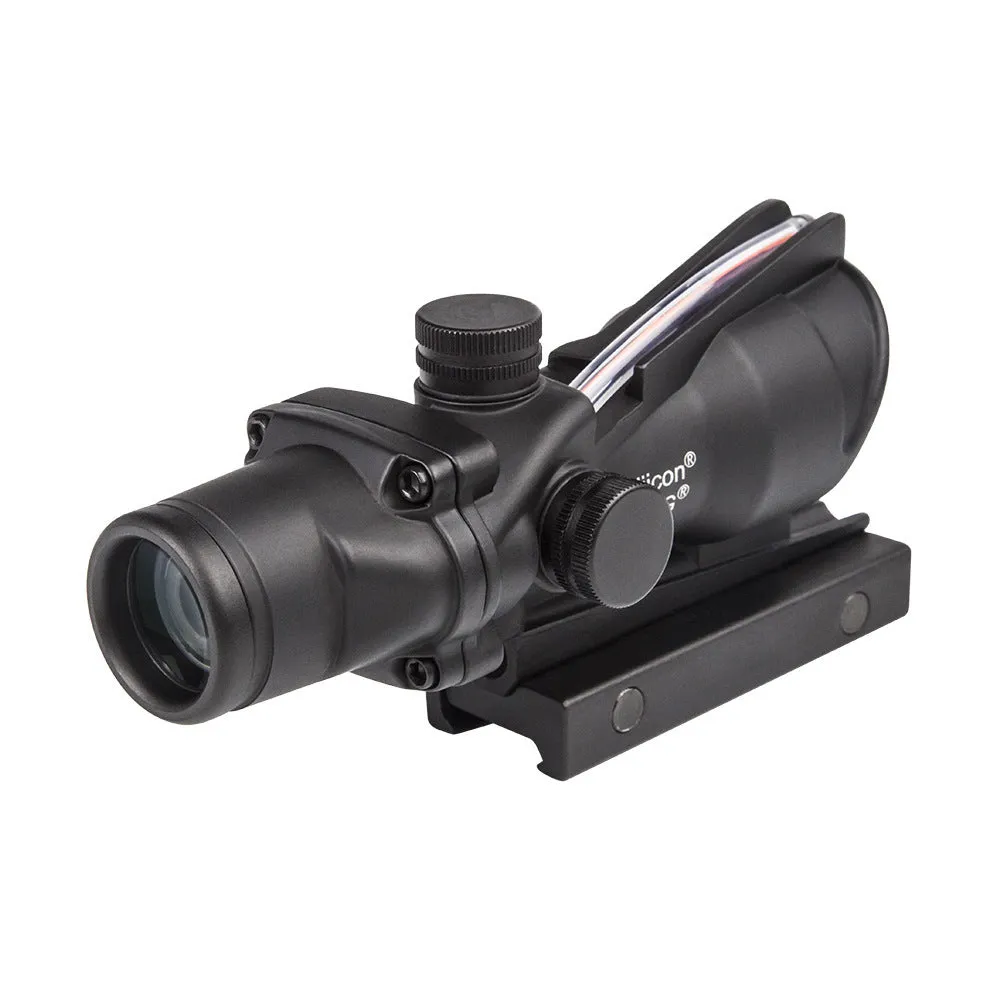 Maku 4x32 metal sight with fibre optic reticle and Mini RMR red dot on a black finish