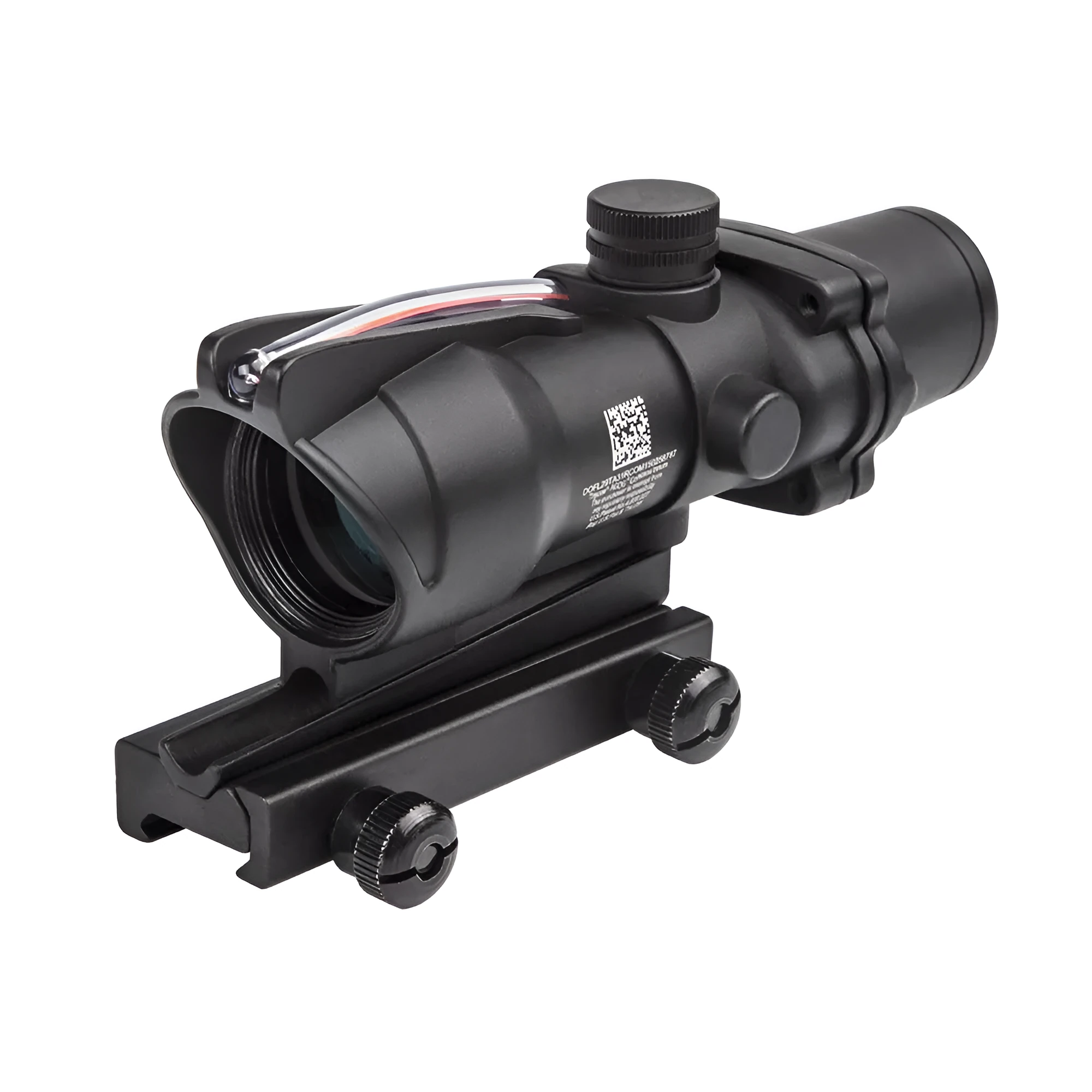 Maku 4x32 metal sight with fibre optic reticle and Mini RMR red dot on a black finish