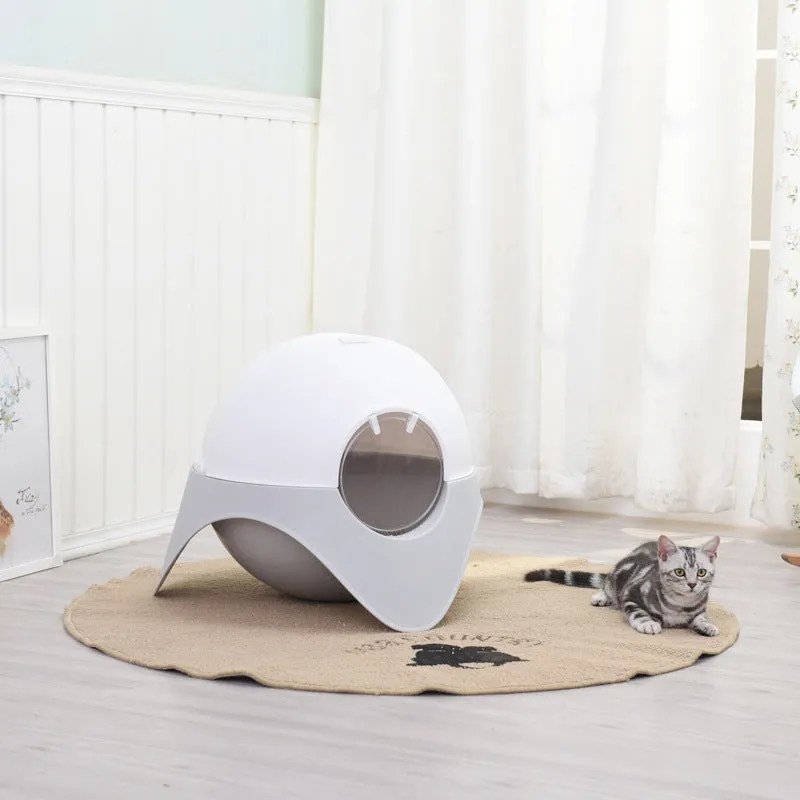 Large UFO enclosed litter box with snow house design in plastic