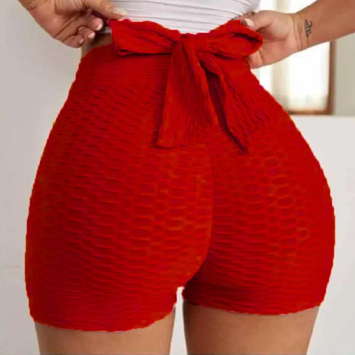 Womens jacquard yoga bubble pants sports shorts in polyester spandex, available in multiple colours including black and grey