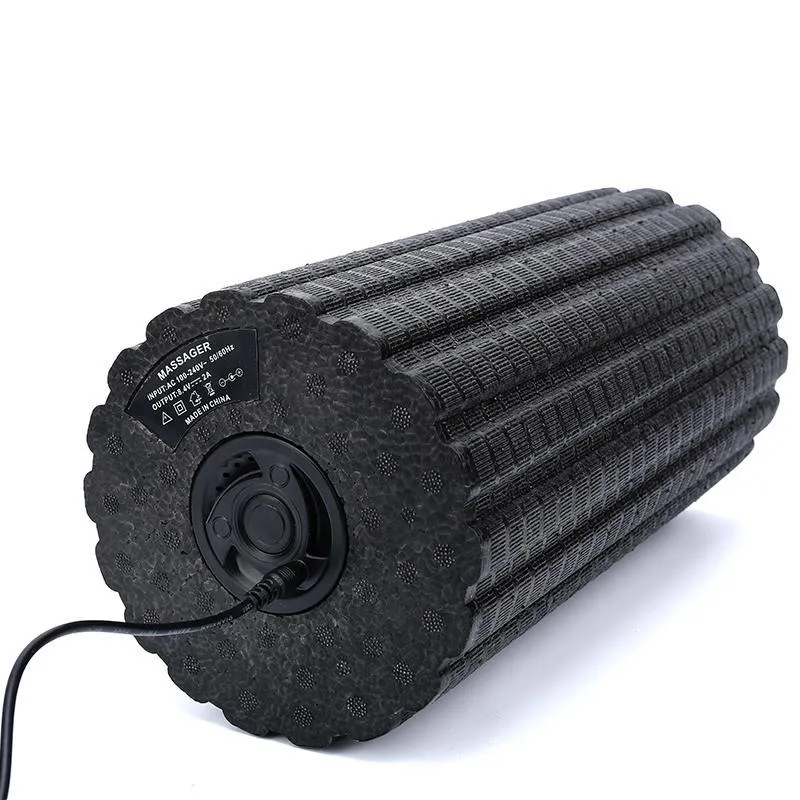 Black 4-speed vibrating massage roller foam for muscle recovery, 800g weight