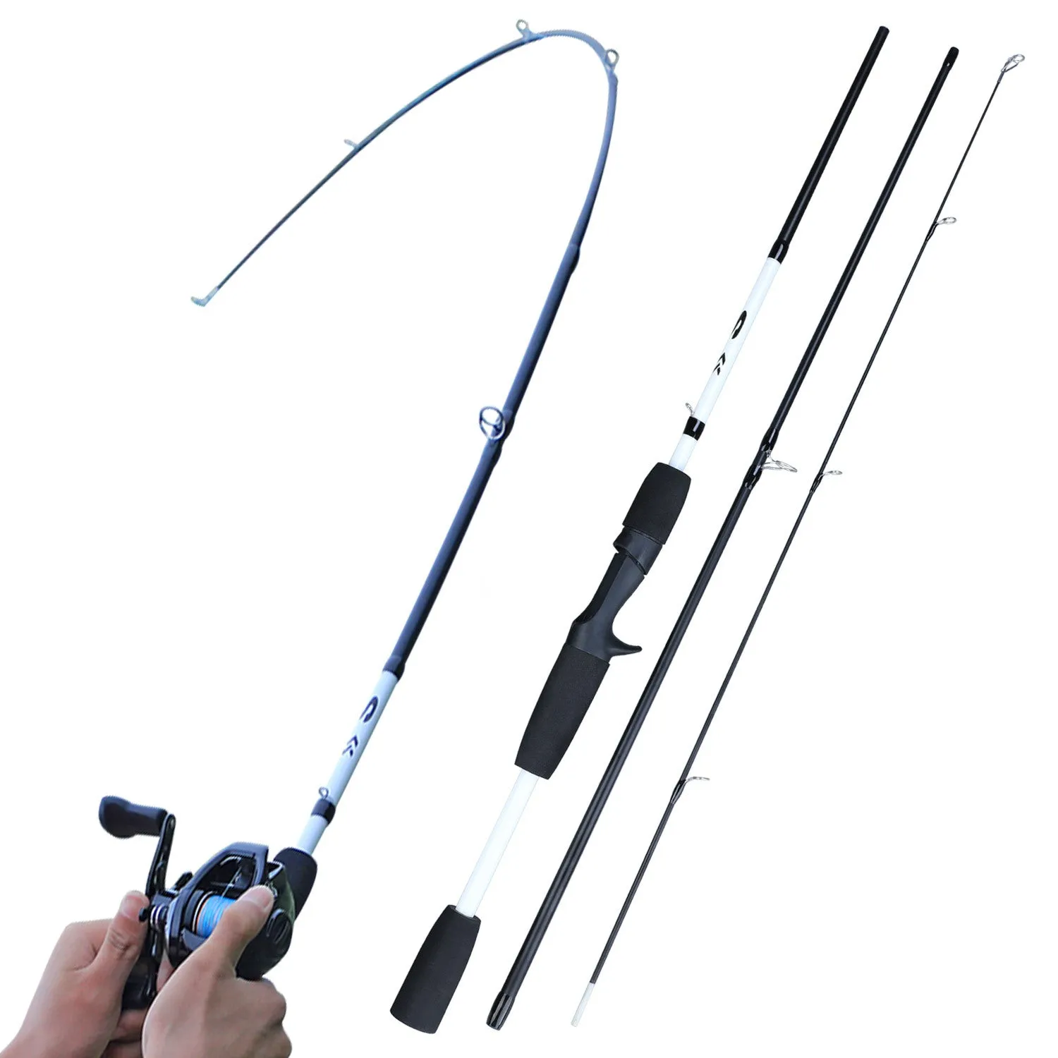 Sougayilang carbon fibre 2-section or 3-section spinning casting fishing rod in multiple colour styles