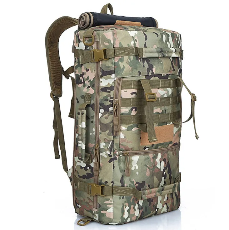 50-litre multi-function travel bag in black showing backpack and shoulder bag carrying options