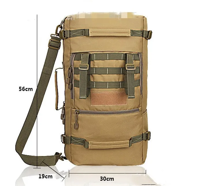 50-litre multi-function travel bag in black showing backpack and shoulder bag carrying options