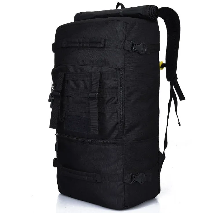 50-litre multi-function travel bag in black showing backpack and shoulder bag carrying options