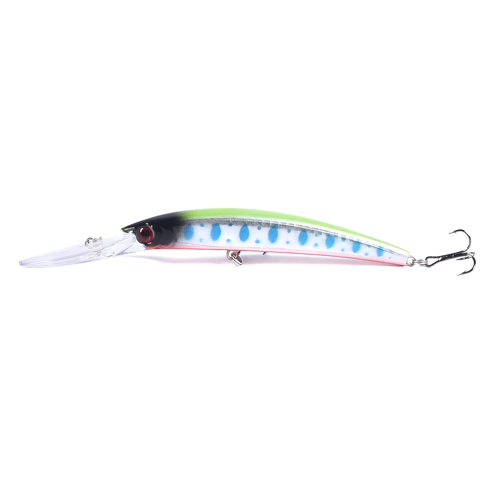 Minoruya fake bait fishing hook plastic hard lure 15cm 15g 6#hook in selected colour on white background
