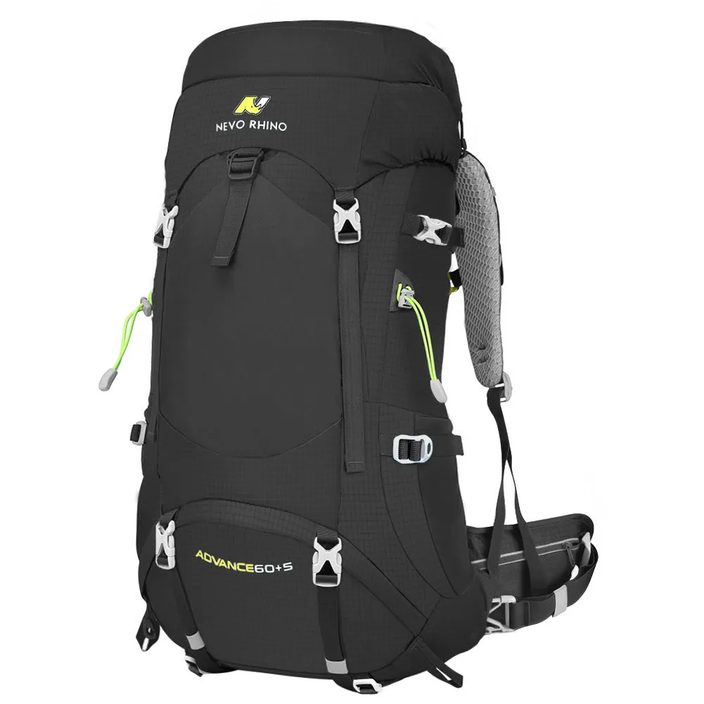 Large-capacity nylon hiking backpack in black for men and women outdoor mountaineering travel