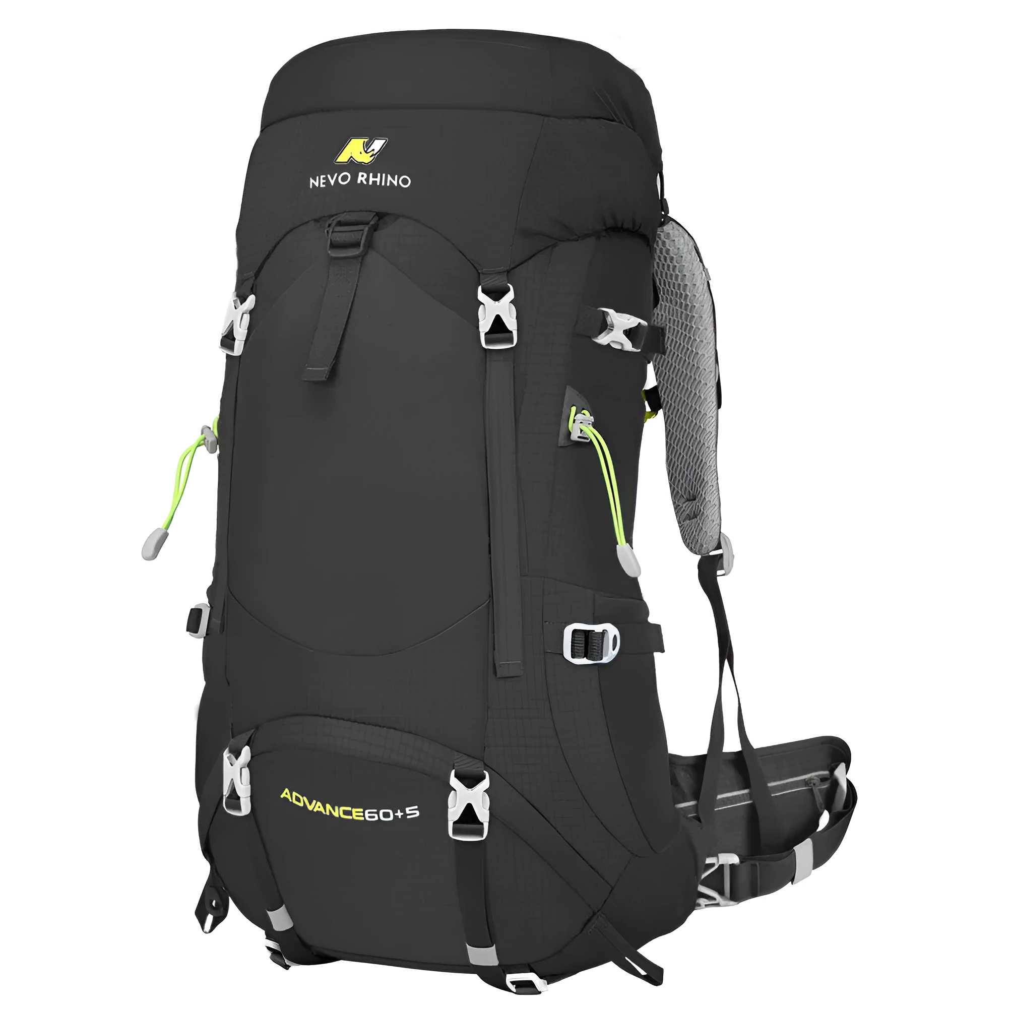 Large-capacity nylon hiking backpack in black for men and women outdoor mountaineering travel