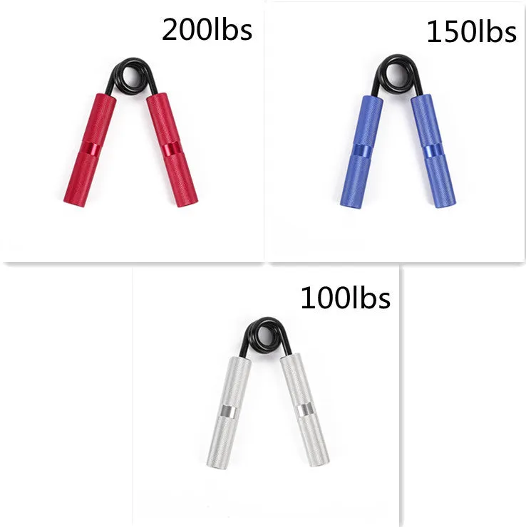 Adjustable metal spring hand grip strengthener with black handle, 100-300lbs resistance, 5-piece colour set