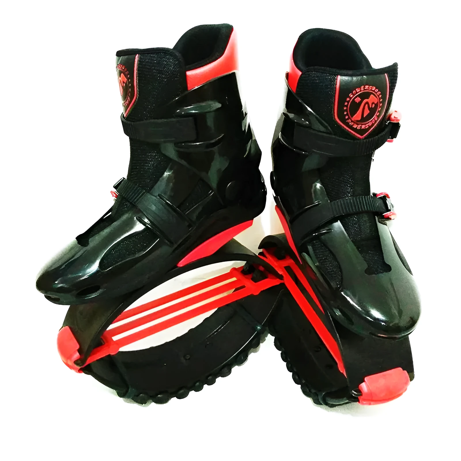 Jumper Stilt Fitness Kangaroo Boots bouncing shoes in grey red, TPU TPR mesh construction, size L for 50-70kg