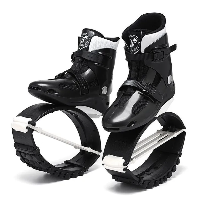 Jumper Stilt Fitness Kangaroo Boots bouncing shoes in grey red, TPU TPR mesh construction, size L for 50-70kg