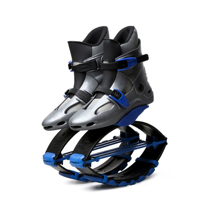 Jumper Stilt Fitness Kangaroo Boots bouncing shoes in grey red, TPU TPR mesh construction, size L for 50-70kg