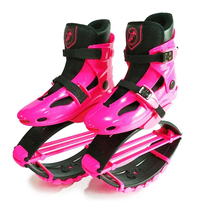 Jumper Stilt Fitness Kangaroo Boots bouncing shoes in grey red, TPU TPR mesh construction, size L for 50-70kg