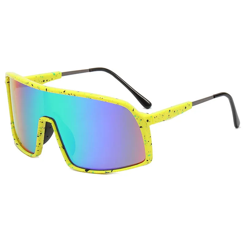 Windproof cycling sunglasses with black PC and metal frame and grey lens for men and women