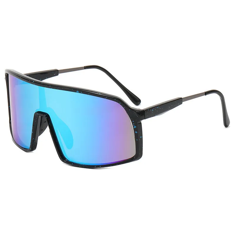 Windproof cycling sunglasses with black PC and metal frame and grey lens for men and women