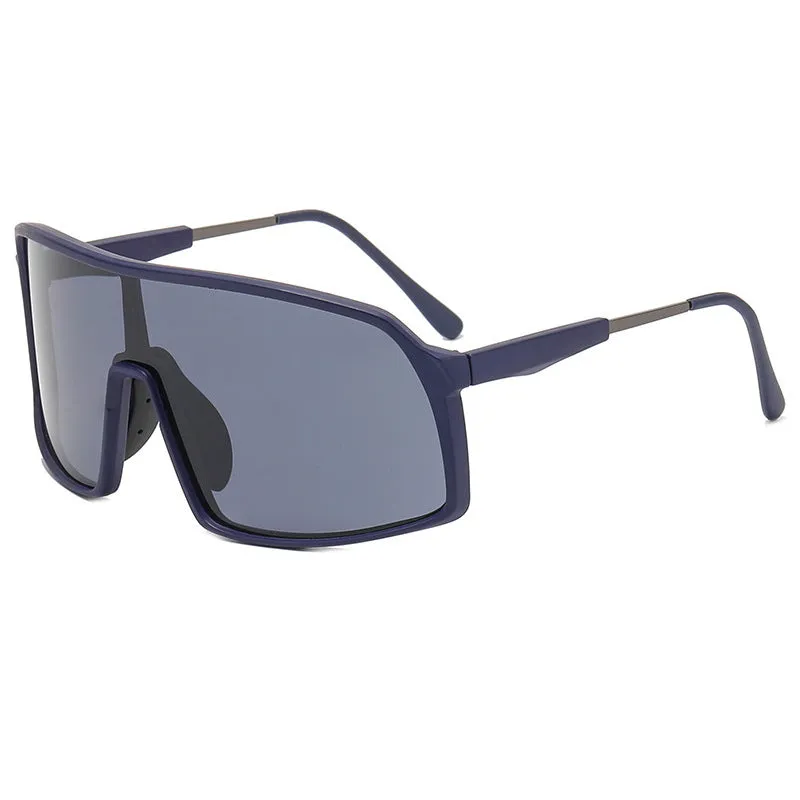 Windproof cycling sunglasses with black PC and metal frame and grey lens for men and women