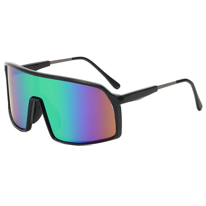Windproof cycling sunglasses with black PC and metal frame and grey lens for men and women