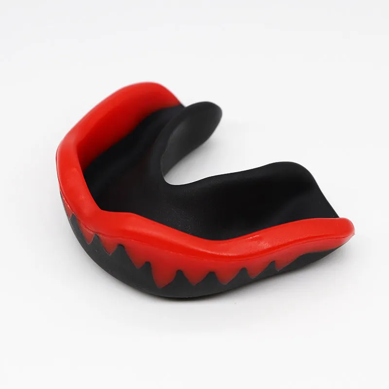 Adult boxing mouthguard with box, food grade EVA mouldable teeth guard in black, red, blue, green, white, 6.5 x 4.6cm