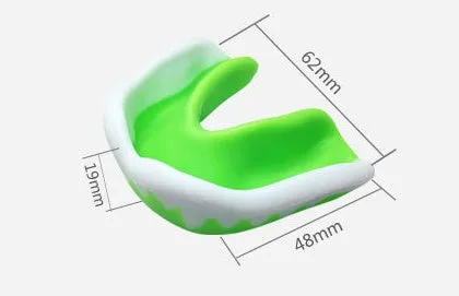 Adult boxing mouthguard with box, food grade EVA mouldable teeth guard in black, red, blue, green, white, 6.5 x 4.6cm